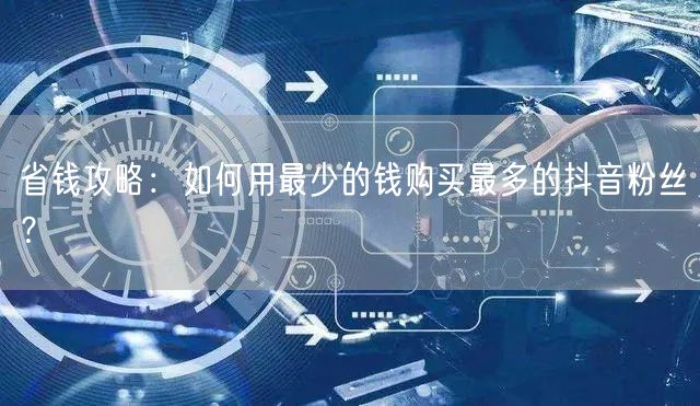 省钱攻略：如何用最少的钱购买最多的抖音粉丝？