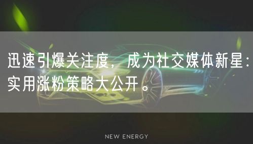 迅速引爆关注度，成为社交媒体新星：实用涨粉策略大公开。