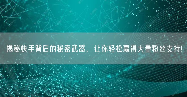 揭秘快手背后的秘密武器，让你轻松赢得大量粉丝支持!