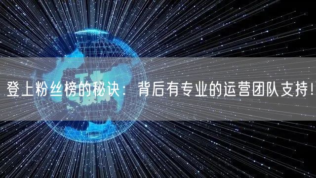 登上粉丝榜的秘诀：背后有专业的运营团队支持！