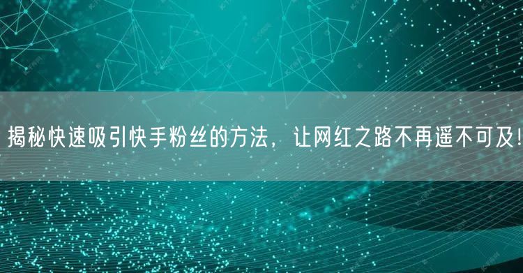 揭秘快速吸引快手粉丝的方法，让网红之路不再遥不可及！