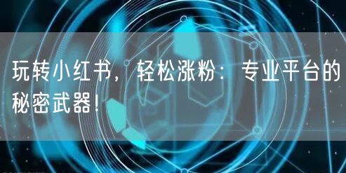 玩转小红书，轻松涨粉：专业平台的秘密武器！