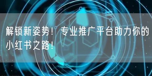 解锁新姿势！专业推广平台助力你的小红书之路！