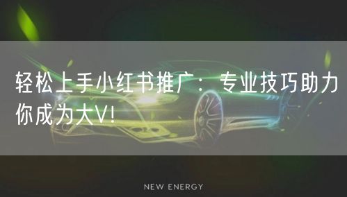 轻松上手小红书推广：专业技巧助力你成为大V！