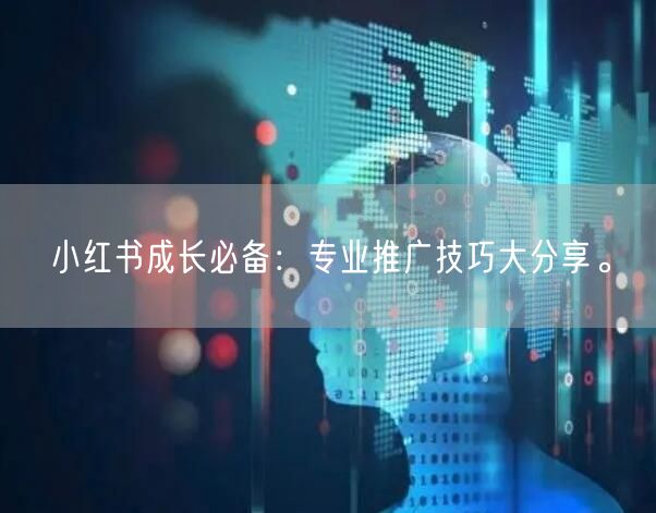 小红书成长必备：专业推广技巧大分享。