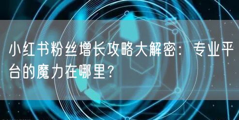小红书粉丝增长攻略大解密：专业平台的魔力在哪里？