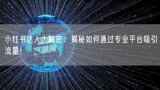 小红书达人大解密：揭秘如何通过专业平台吸引流量！
