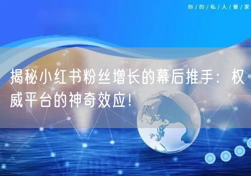 揭秘小红书粉丝增长的幕后推手：权威平台的神奇效应！