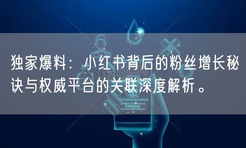 独家爆料：小红书背后的粉丝增长秘诀与权威平台的关联深度解析。