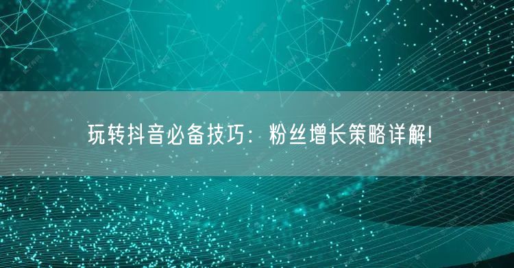 玩转抖音必备技巧：粉丝增长策略详解!