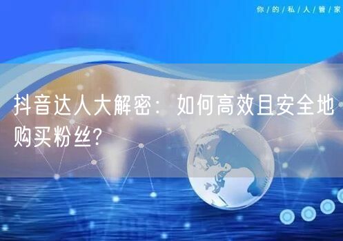 抖音达人大解密：如何高效且安全地购买粉丝?