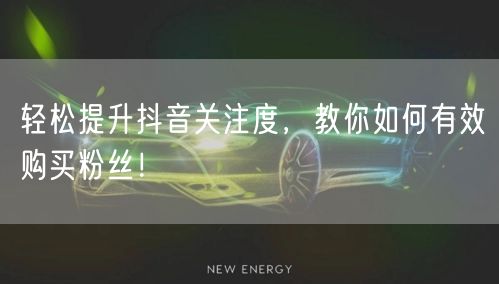 轻松提升抖音关注度，教你如何有效购买粉丝！