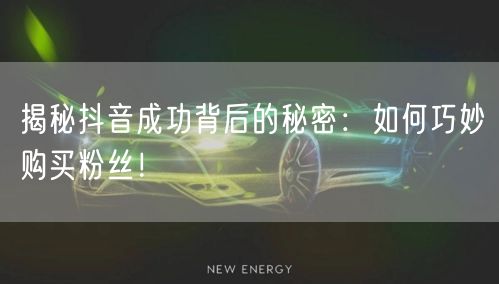 揭秘抖音成功背后的秘密：如何巧妙购买粉丝！