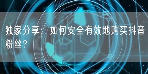 独家分享：如何安全有效地购买抖音粉丝？