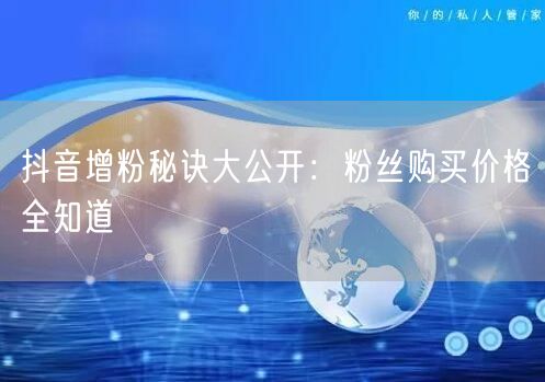 抖音增粉秘诀大公开：粉丝购买价格全知道