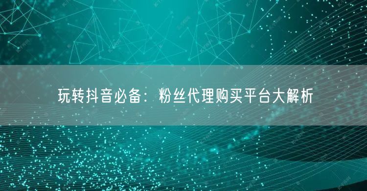玩转抖音必备：粉丝代理购买平台大解析